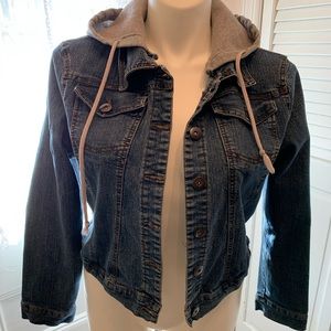 Cropped Denim Jacket With Hood